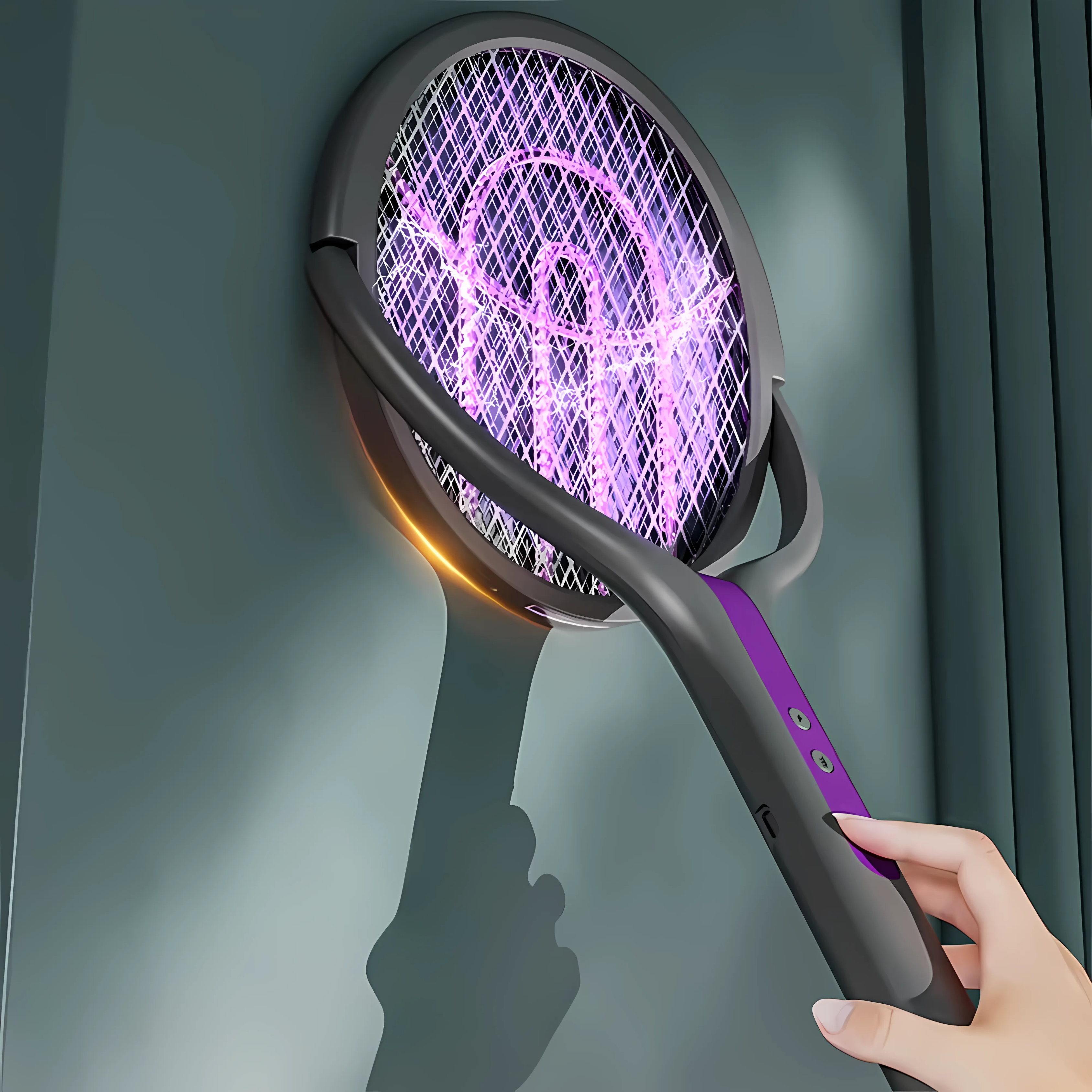 Raquette Anti-Insectes Électrique -en- - Tige Extensible pour Atteindre les Endroits Inaccessibles - Utilisation Facile