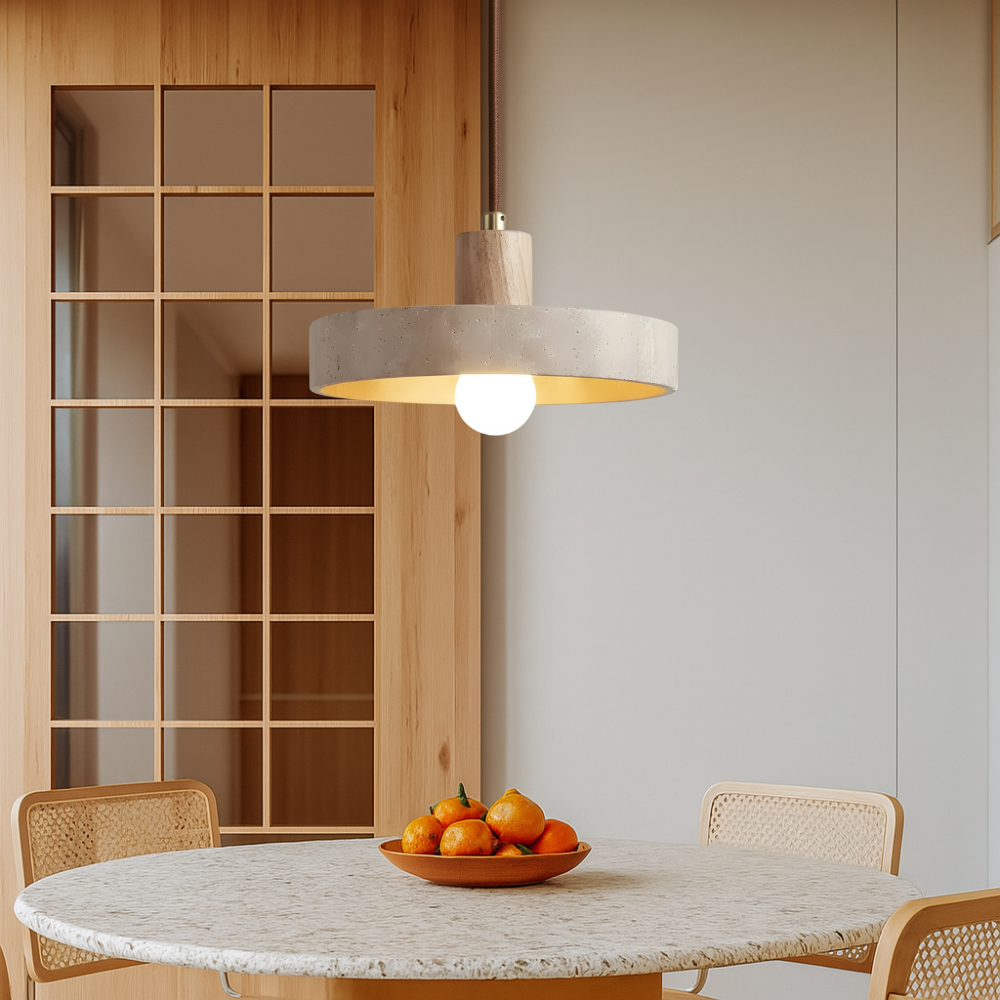 Bauhaus Suspension Lamp in Travertine