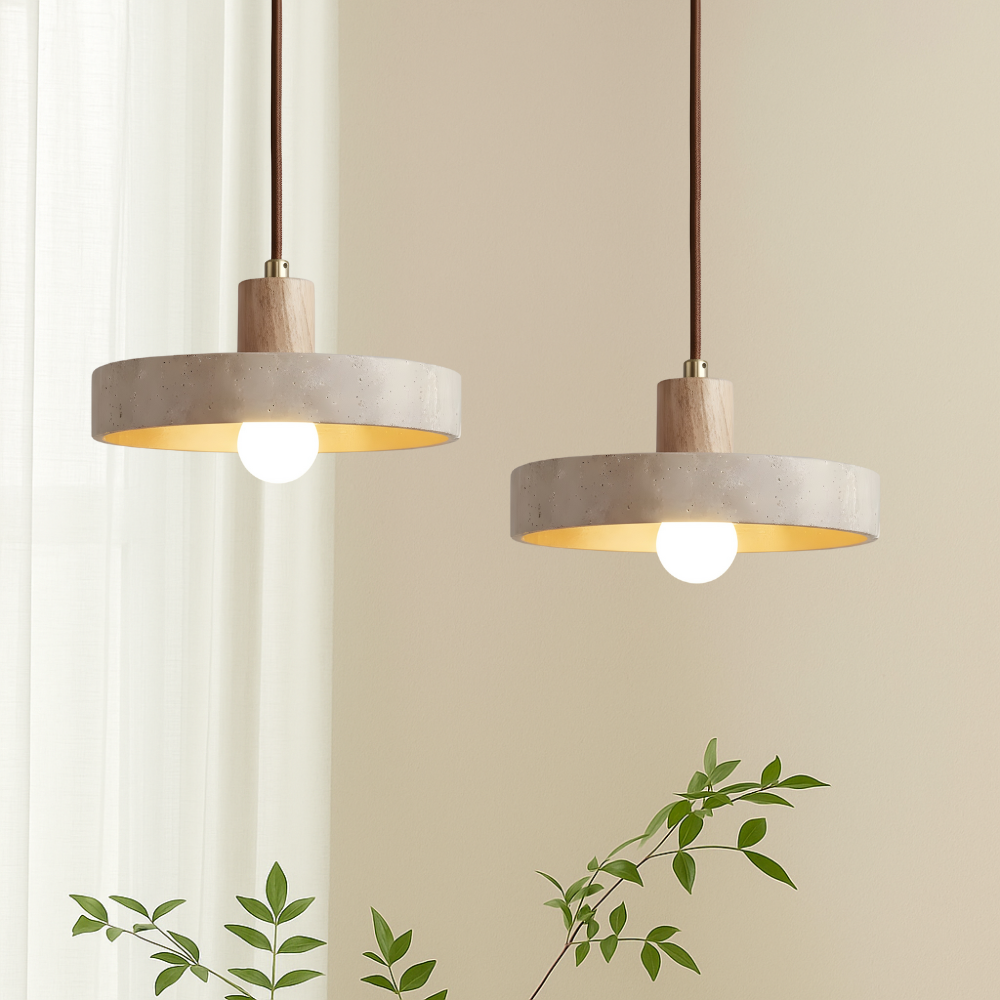 Bauhaus Suspension Lamp in Travertine