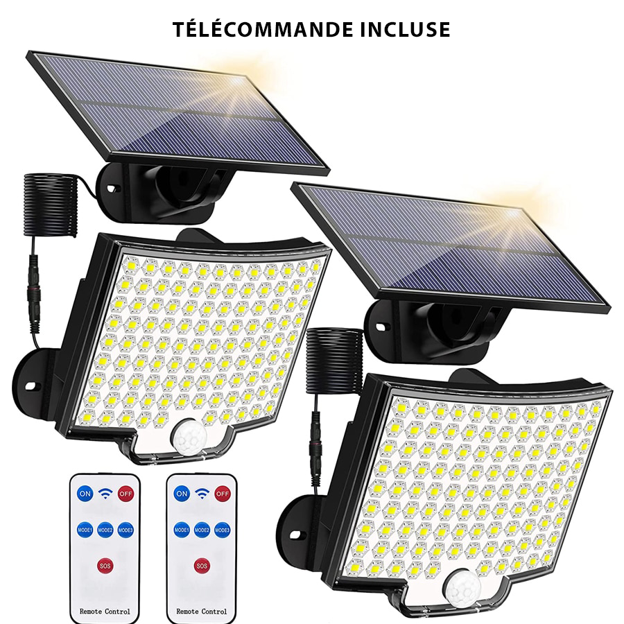 Lampes Solaires Noir LED avec Détecteur de Mouvement et Panneau Solaire dog trave