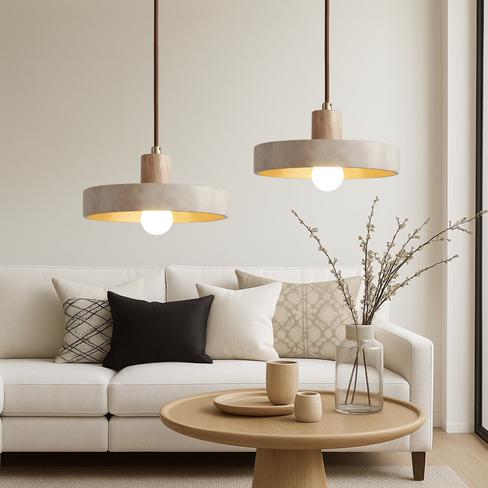 Bauhaus Suspension Lamp in Travertine