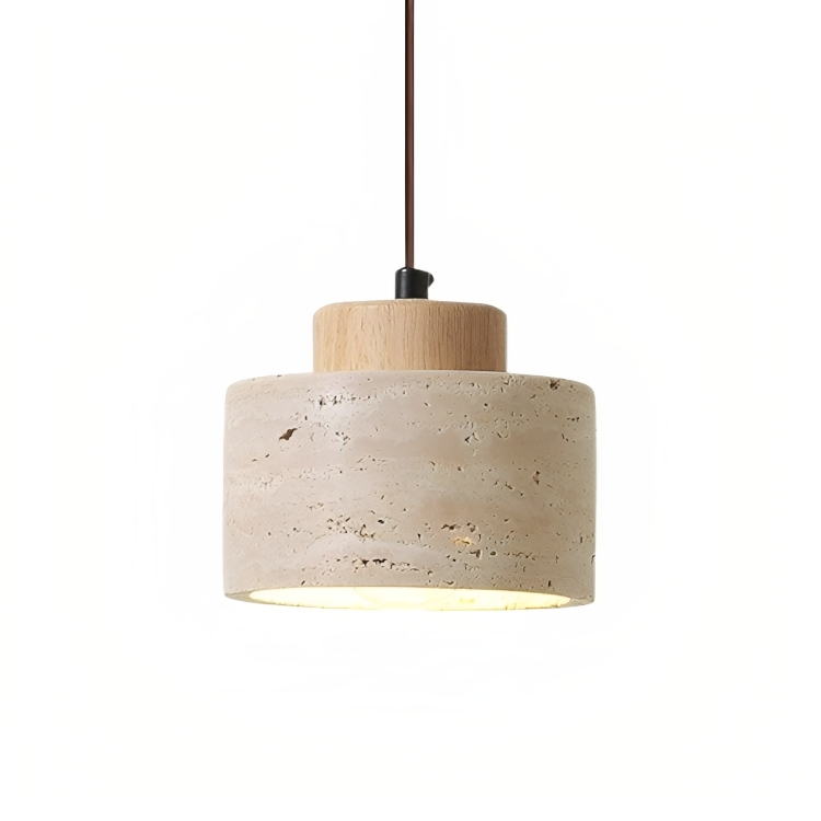 Pendant lamp in travertine stone