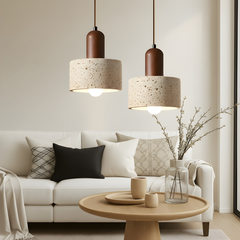 Travertine pendant light