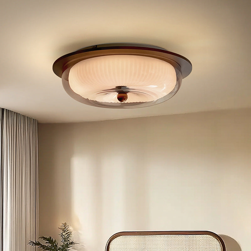 Glass and wood ceiling light
