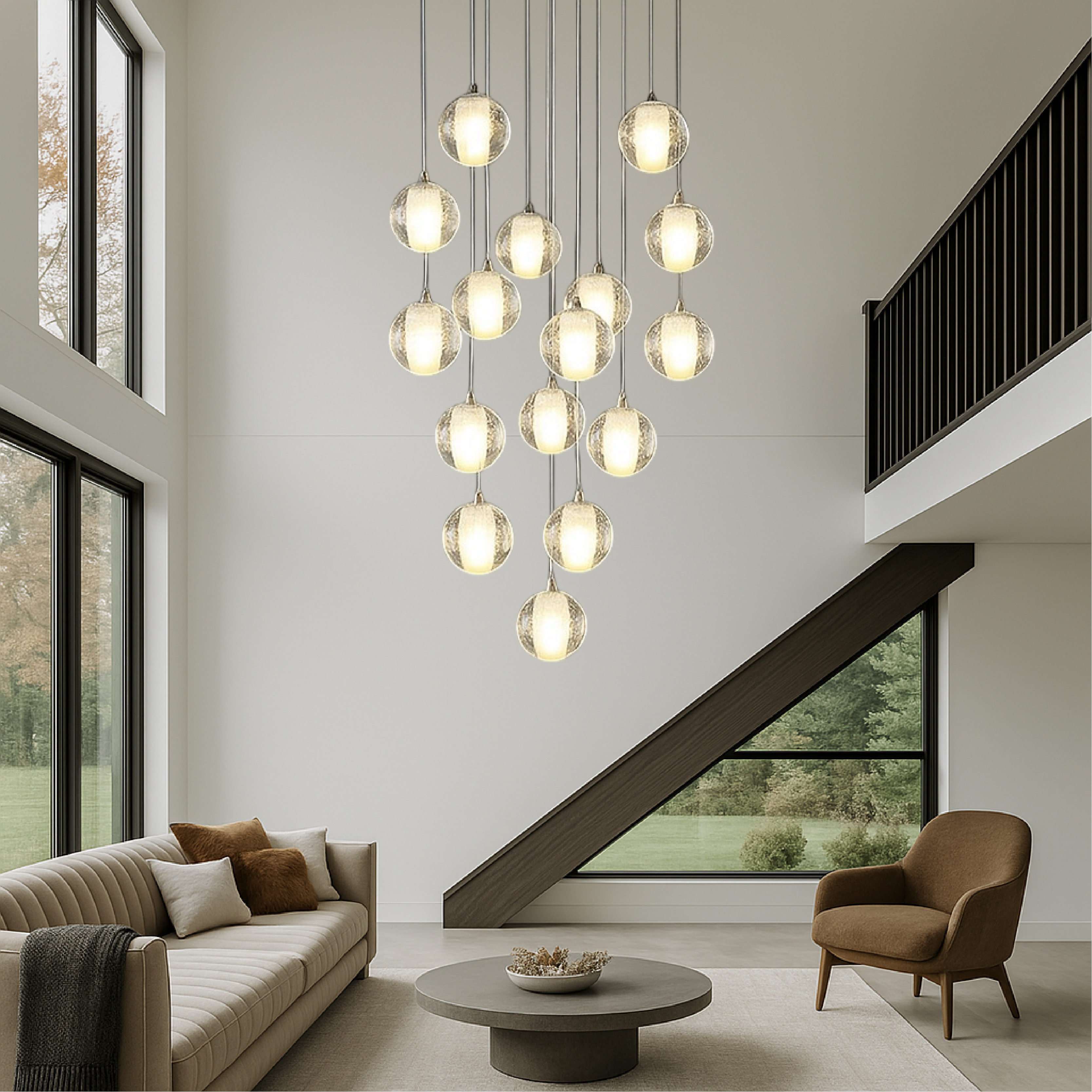Crystal Ball Staircase Chandelier