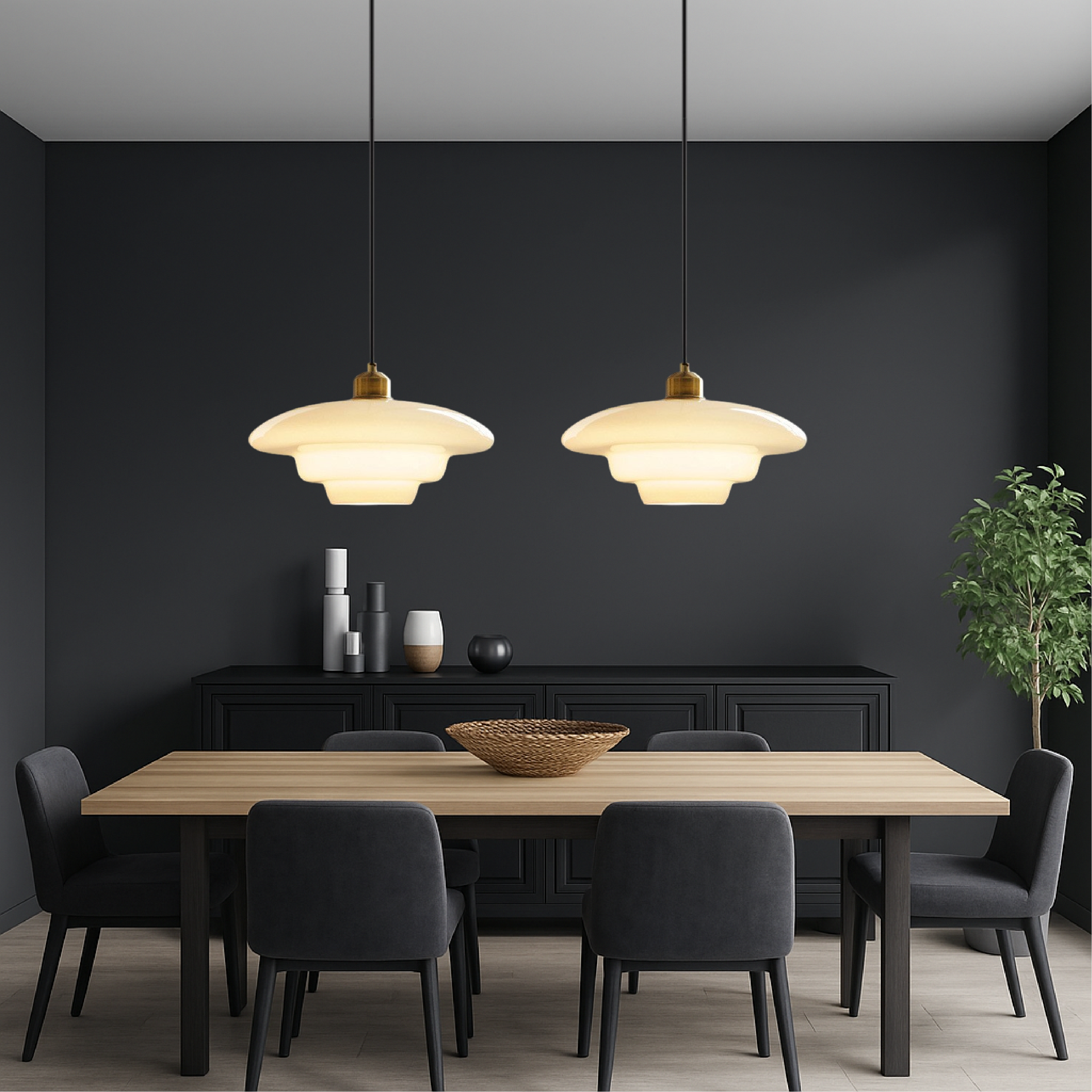 Milky white glass pendant light