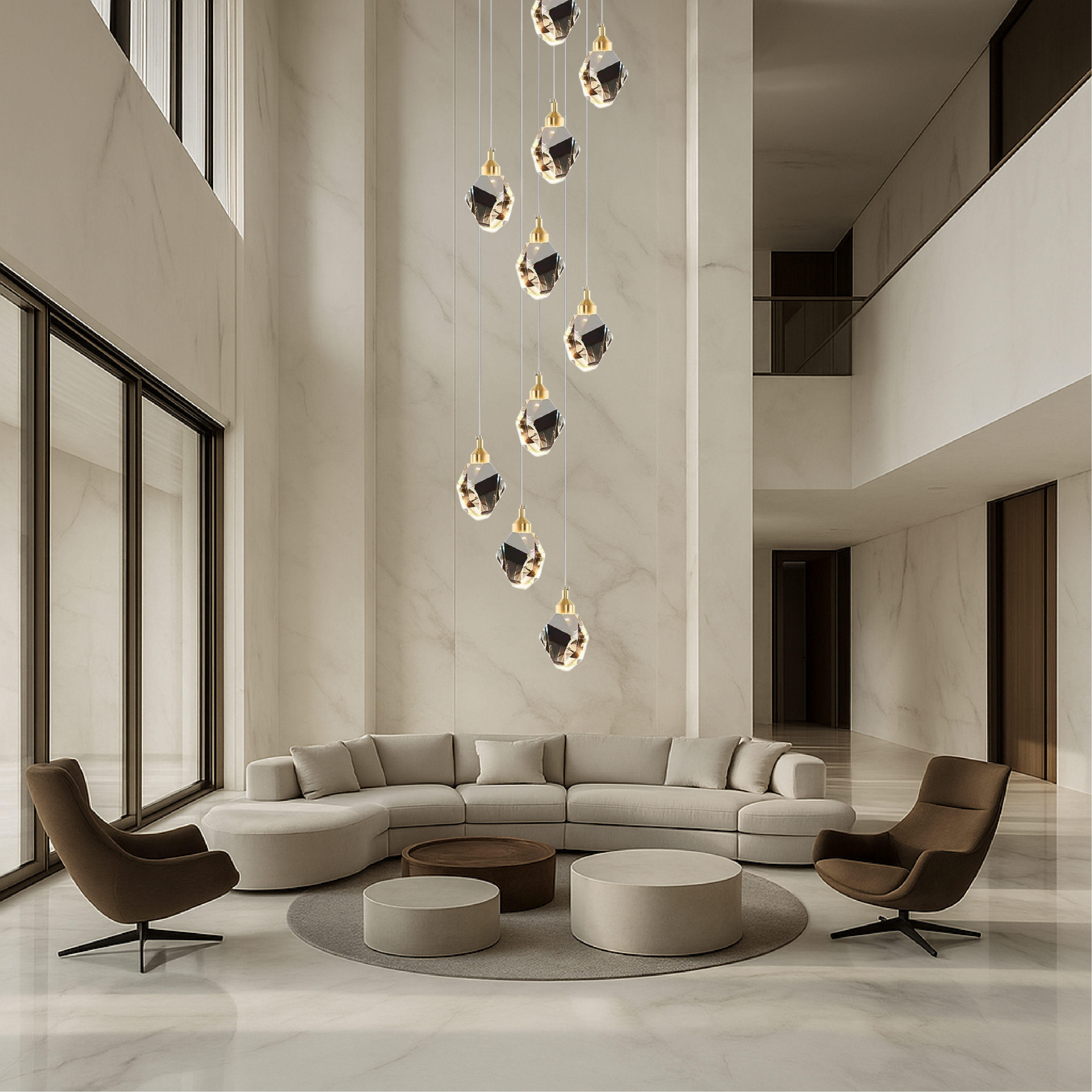 10-Head Crystal Staircase Chandelier