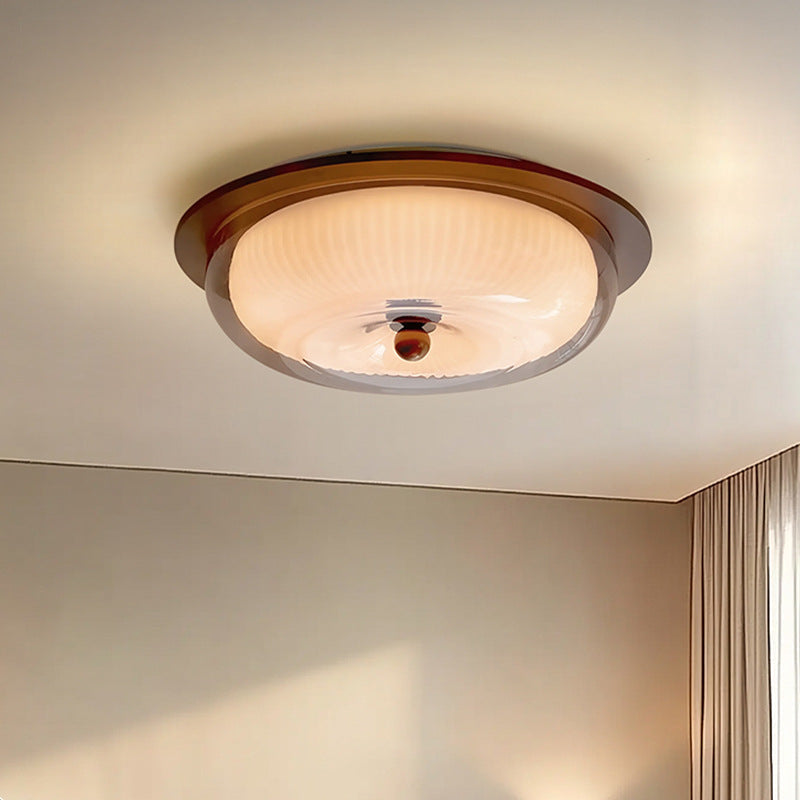 Glass and wood ceiling light