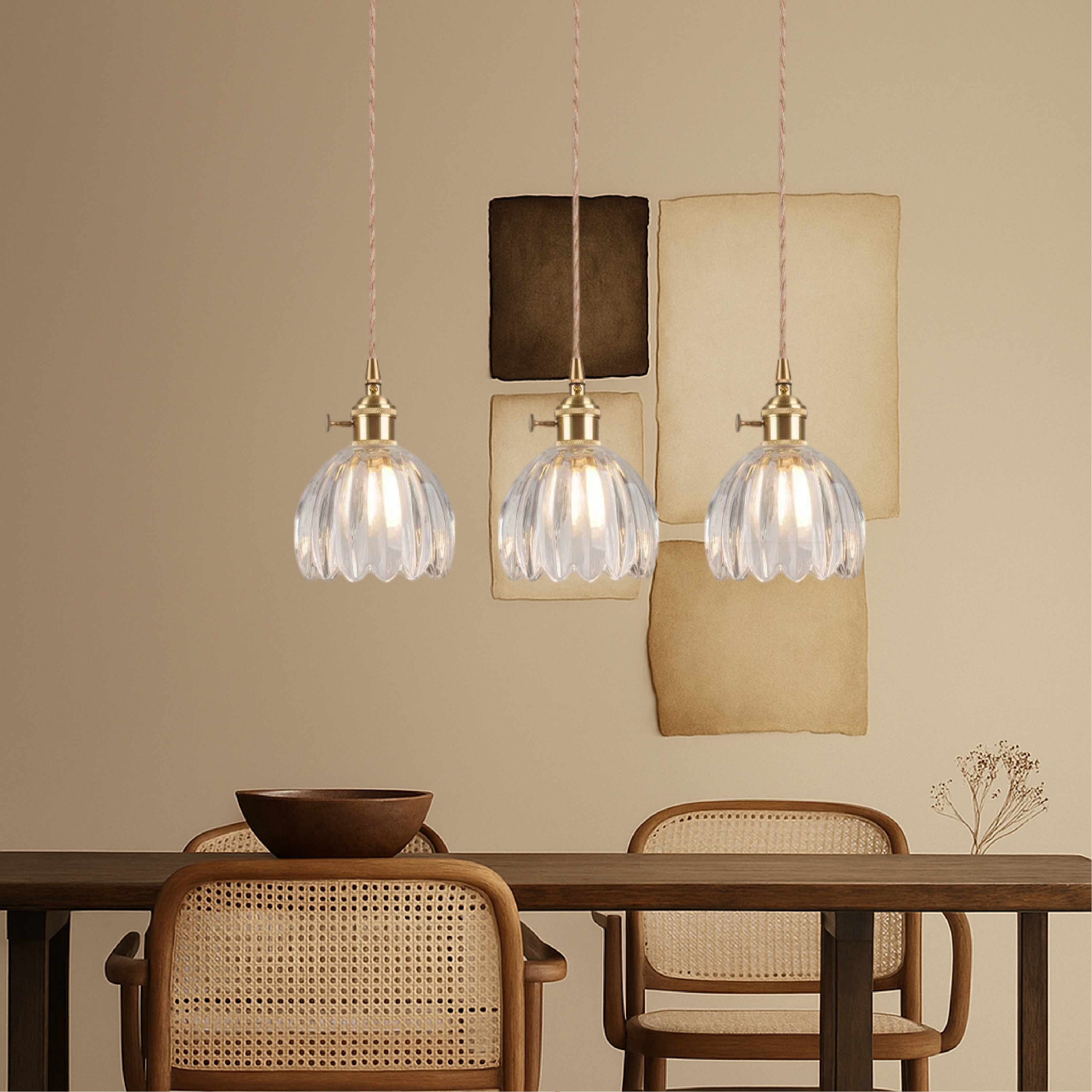 Japanese glass pendant lamp