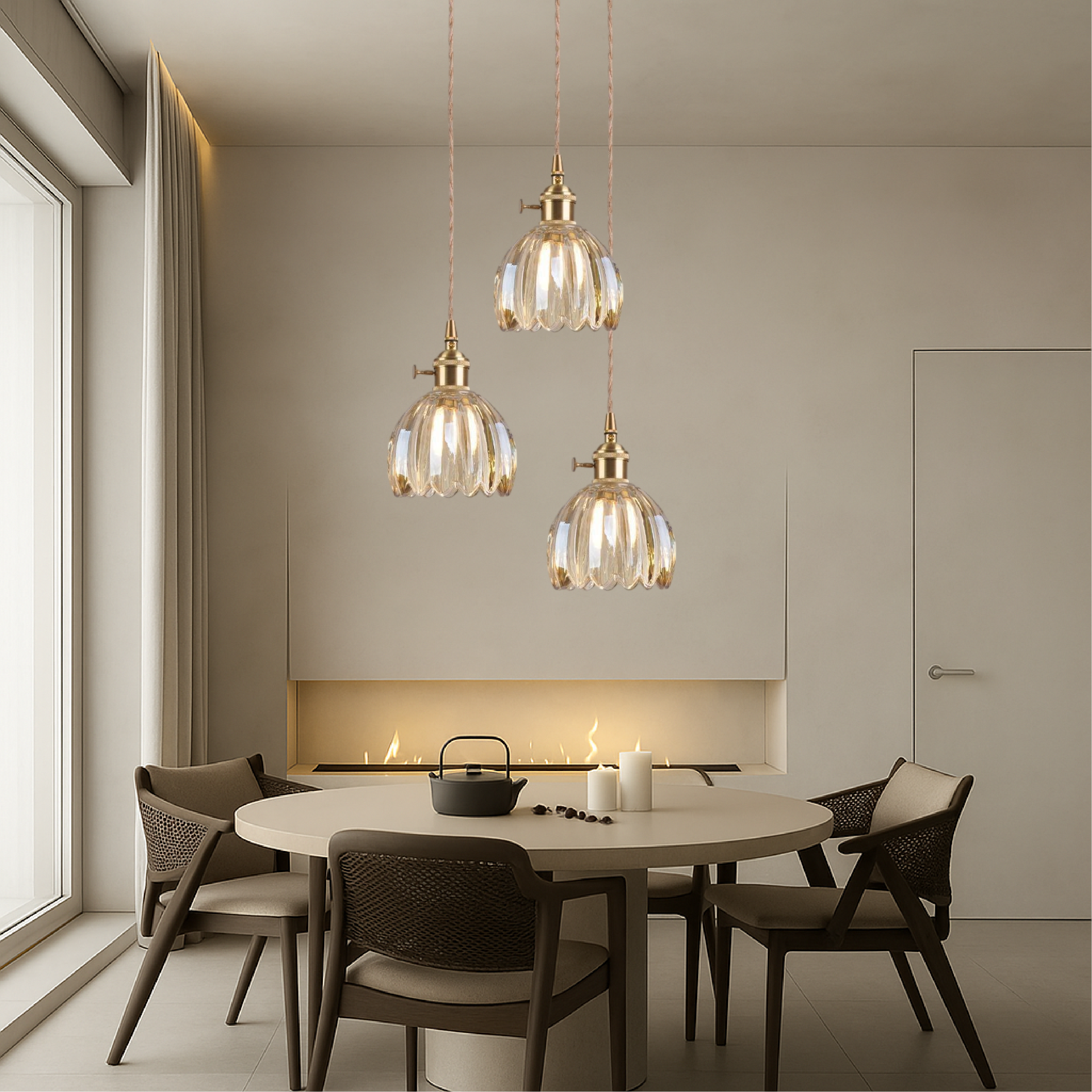 Japanese glass pendant lamp