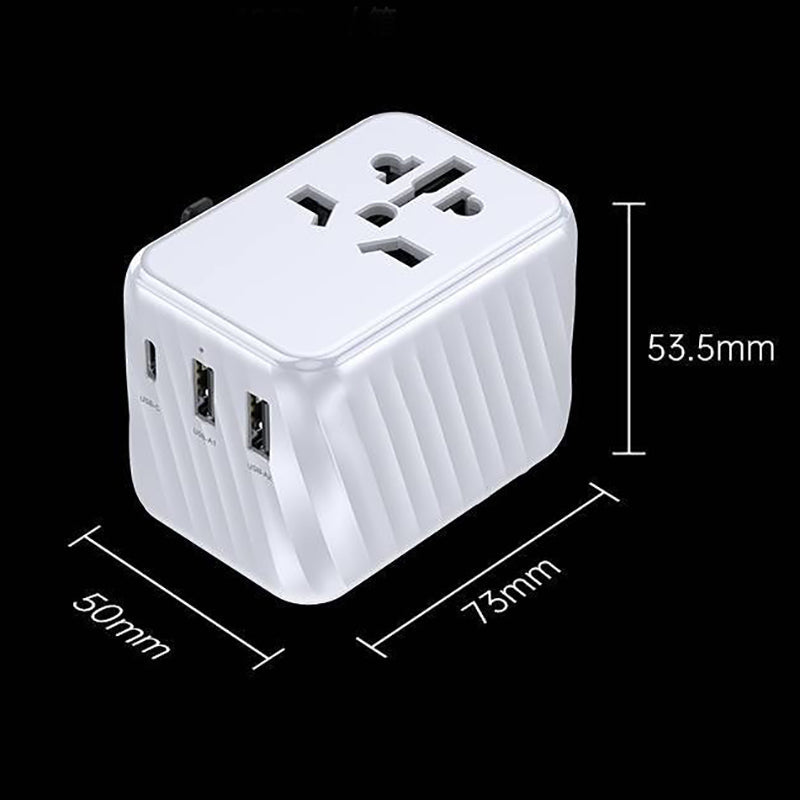 Adaptateur Prise Universelle de Voyage - USB et USB-C pour charge simultanée et sécurisée