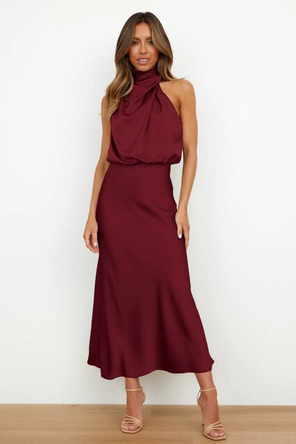Robe cocktail élégante Aili en rouge bourgogne pour une allure raffinée et chic d