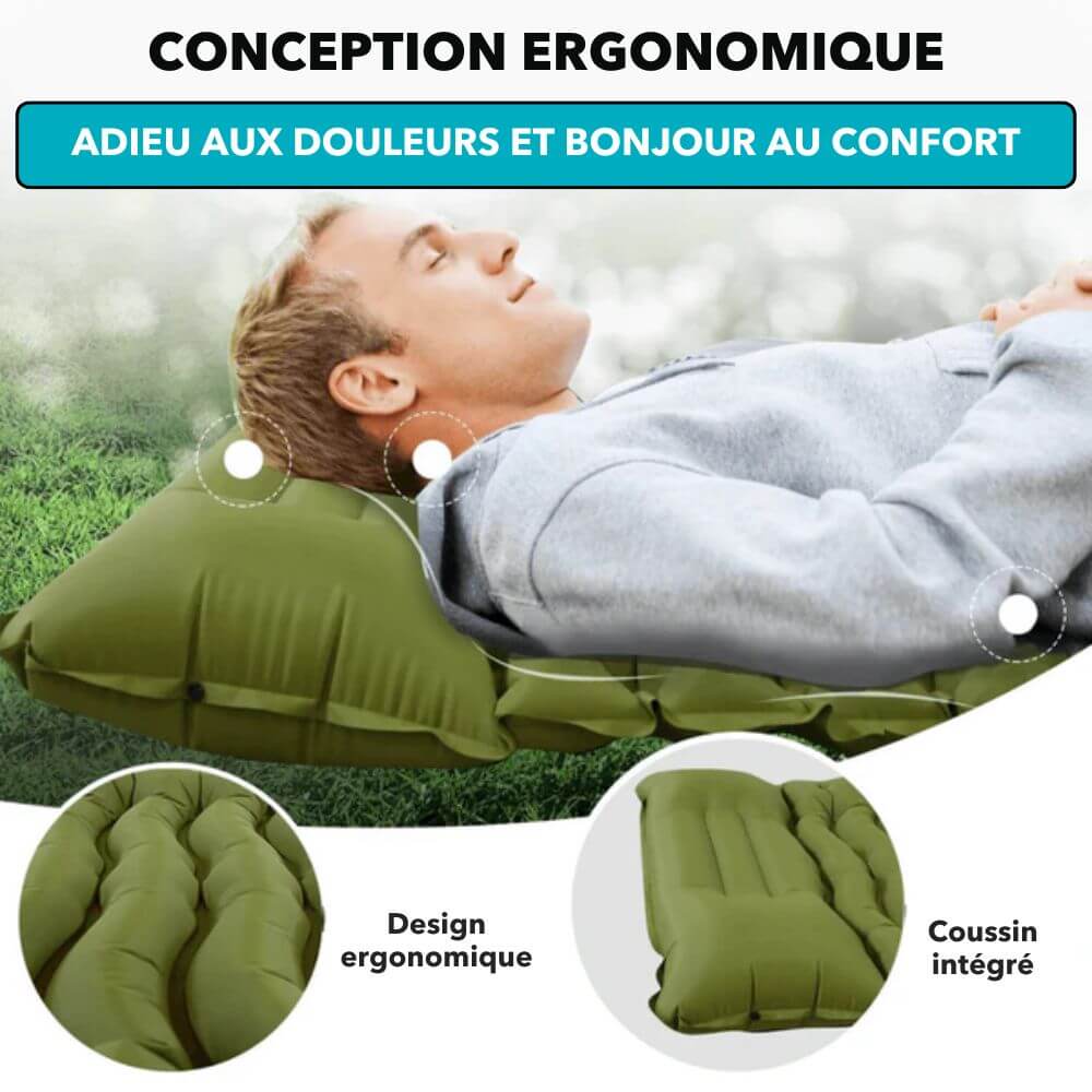 Matelas Gonflable AirLite Capteur Intelligent Confortable Ergonomie Camping Compact Léger