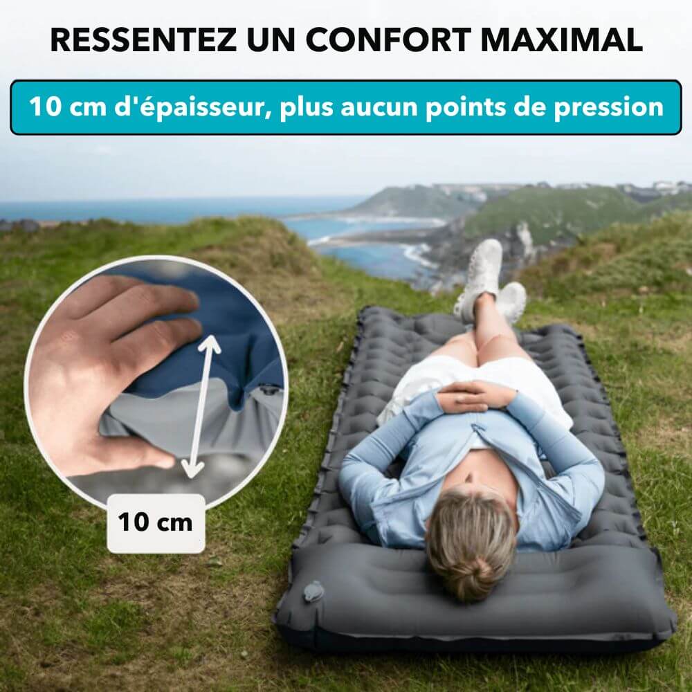 Matelas Gonflable AirLite Support de Ventilation Confortable Ergonomie Camping Compact Léger
