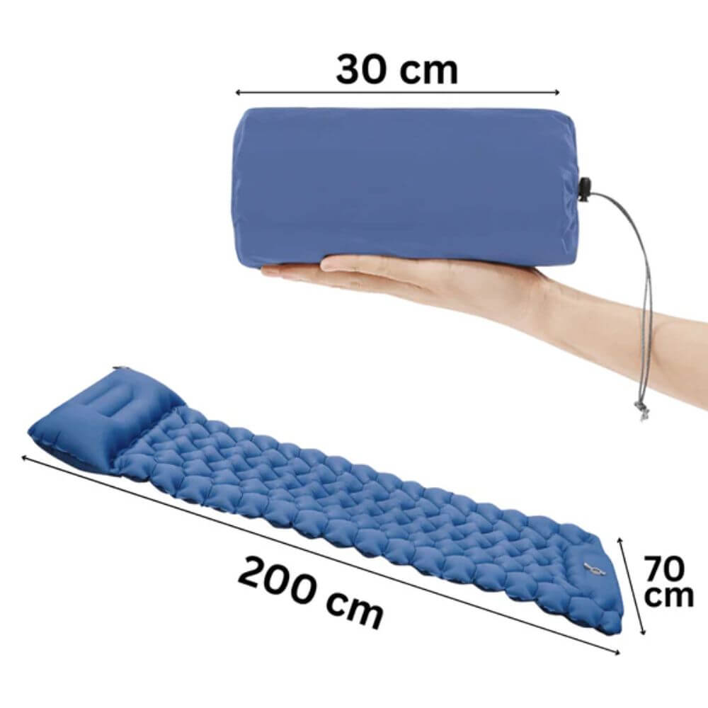 Matelas Gonflable AirLite Confortable Ergonomie Camping Compact Léger Pompe Intégrée Soulagement Dos