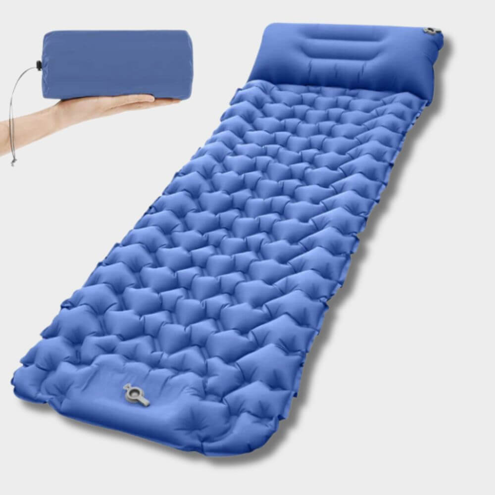 Matelas Gonflable AirLite Bleu Confortable Ergonomie Camping Compact Léger dog tr