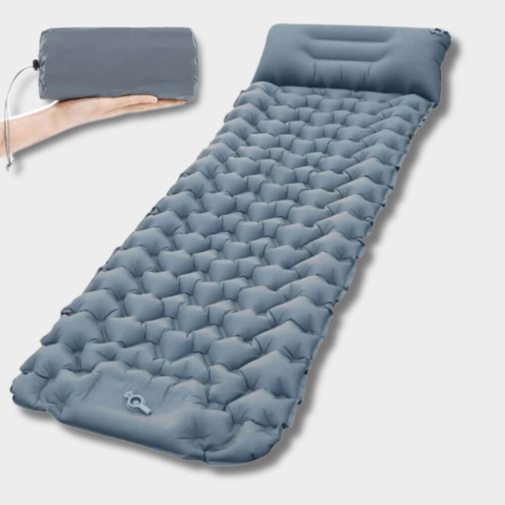 Matelas Gonflable AirLite Bleu grisé Confortable Ergonomie Camping Compact Léger