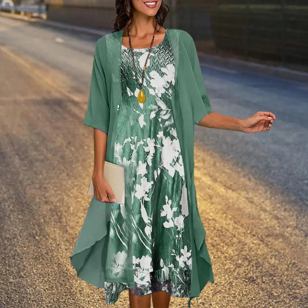Robe d'Été Tendance Anna en polyester haut de gamme avec motif floral travel