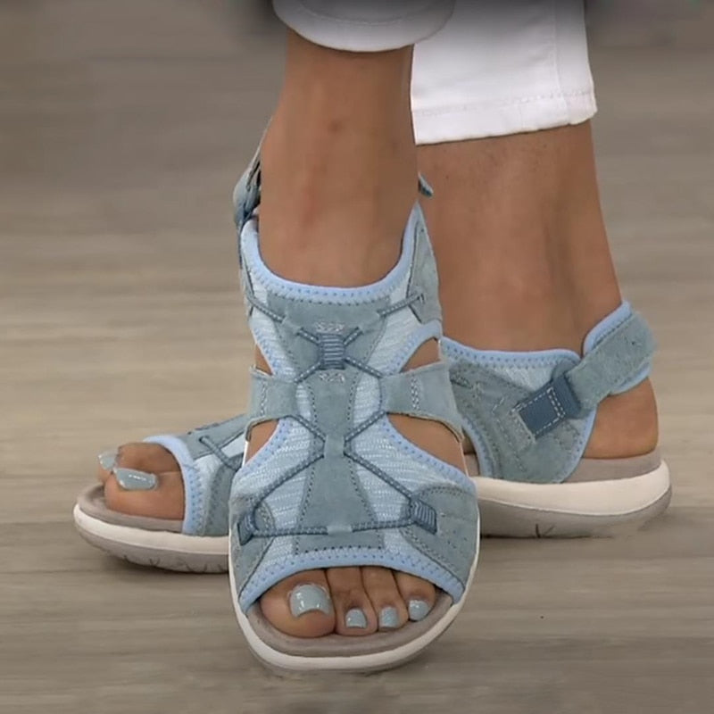 Sandales d'été élégantes ajustables en Bleu | Confort et soutien bien-être pour vos pieds