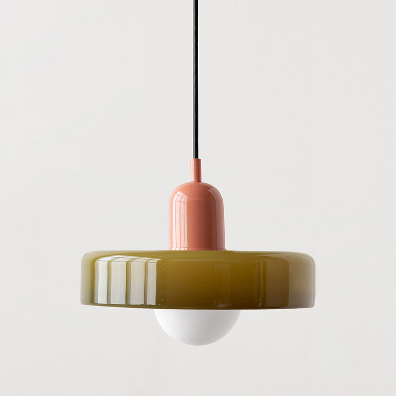 Bauhaus pendant lamp in colored glass