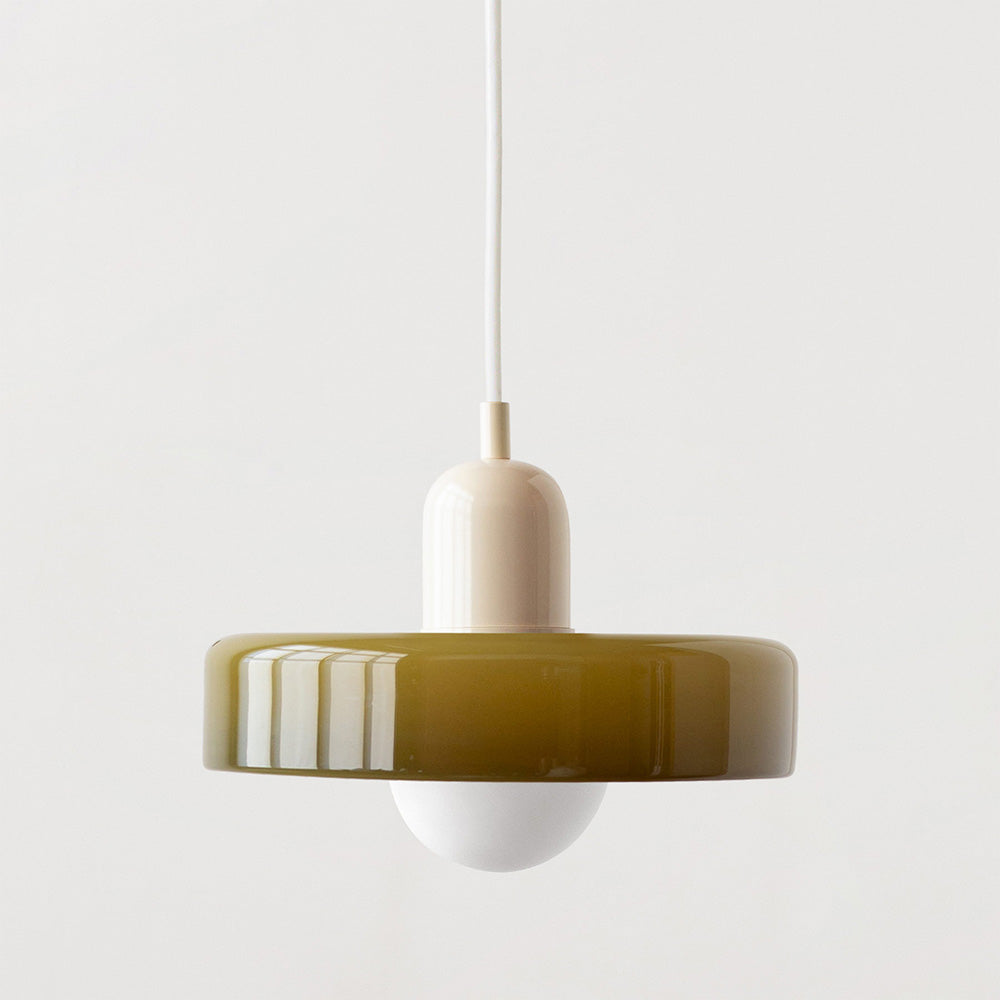 Bauhaus pendant lamp in colored glass