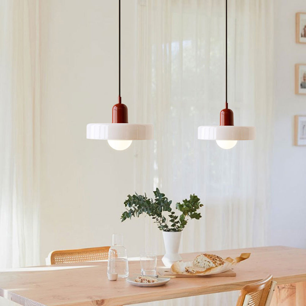 Bauhaus pendant lamp in colored glass