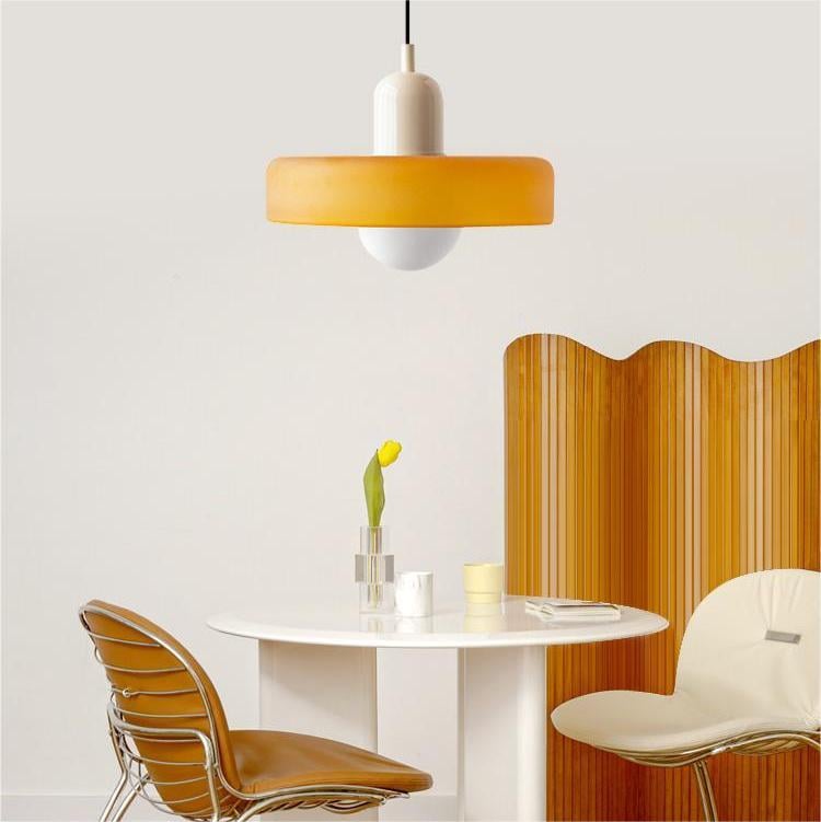 Bauhaus pendant lamp in colored glass