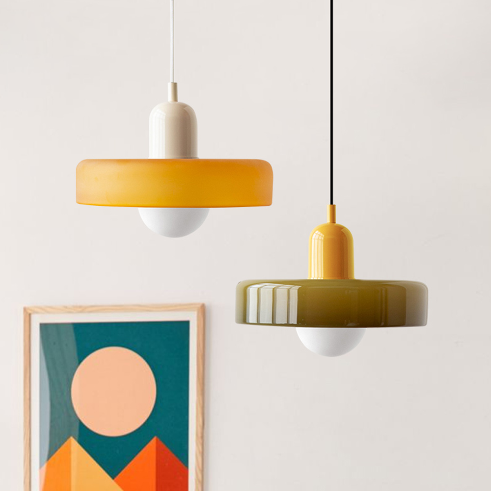 Bauhaus pendant lamp in colored glass