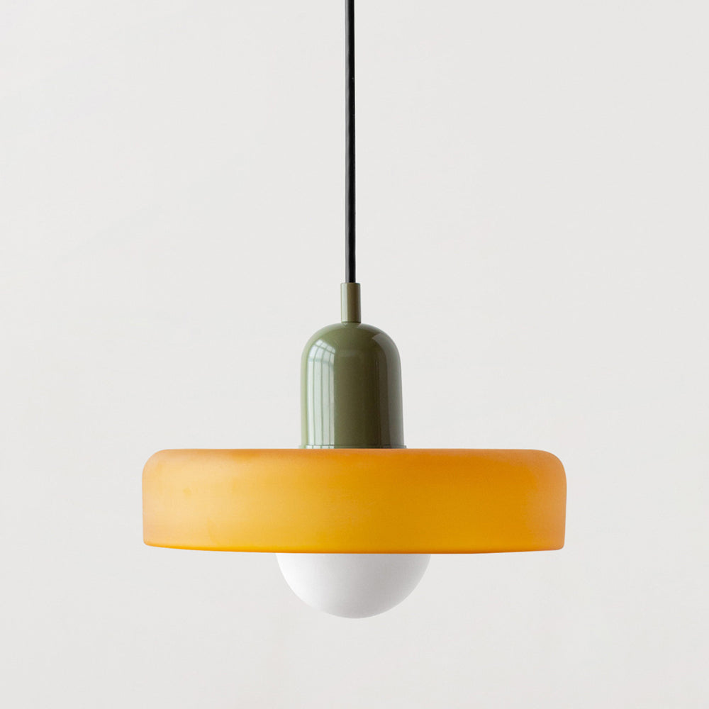 Bauhaus pendant lamp in colored glass