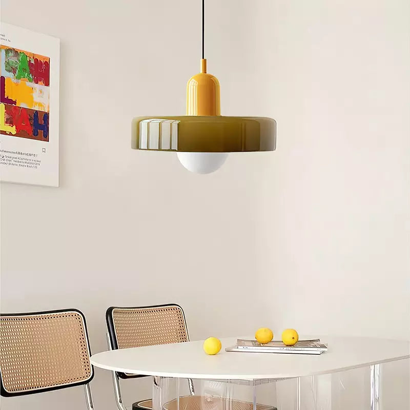 Bauhaus pendant lamp in colored glass