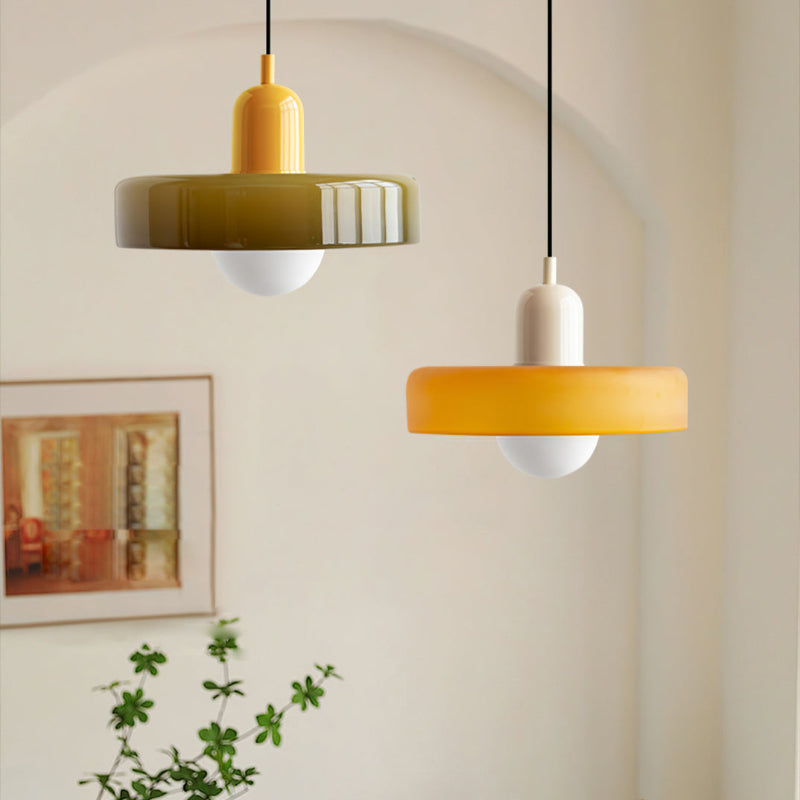 Bauhaus pendant lamp in colored glass