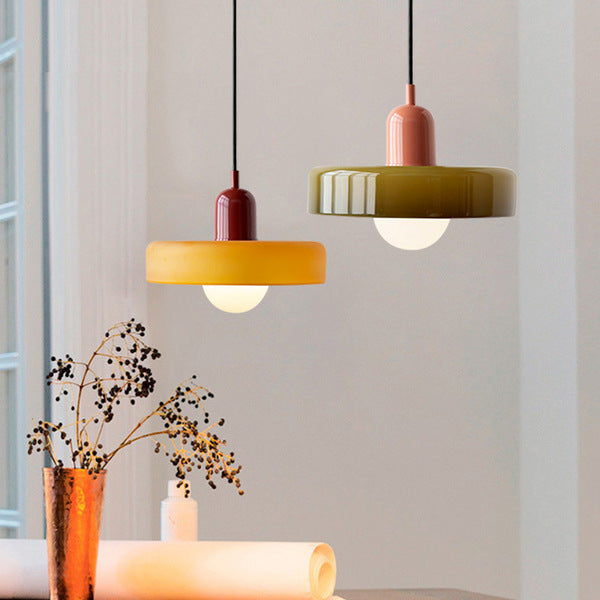 Bauhaus pendant lamp in colored glass