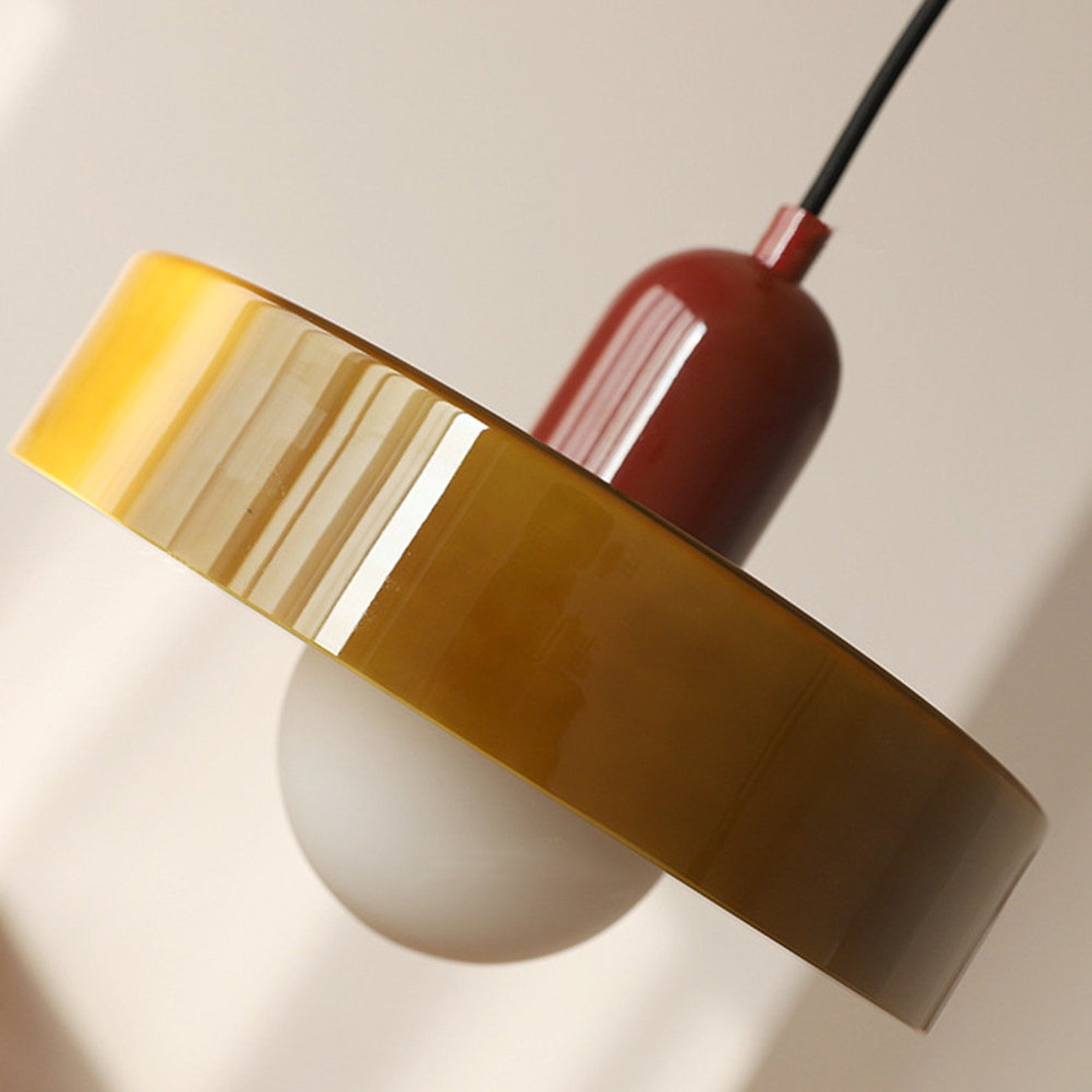 Bauhaus pendant lamp in colored glass