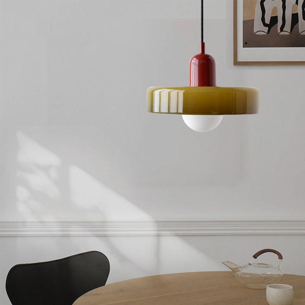Bauhaus pendant lamp in colored glass