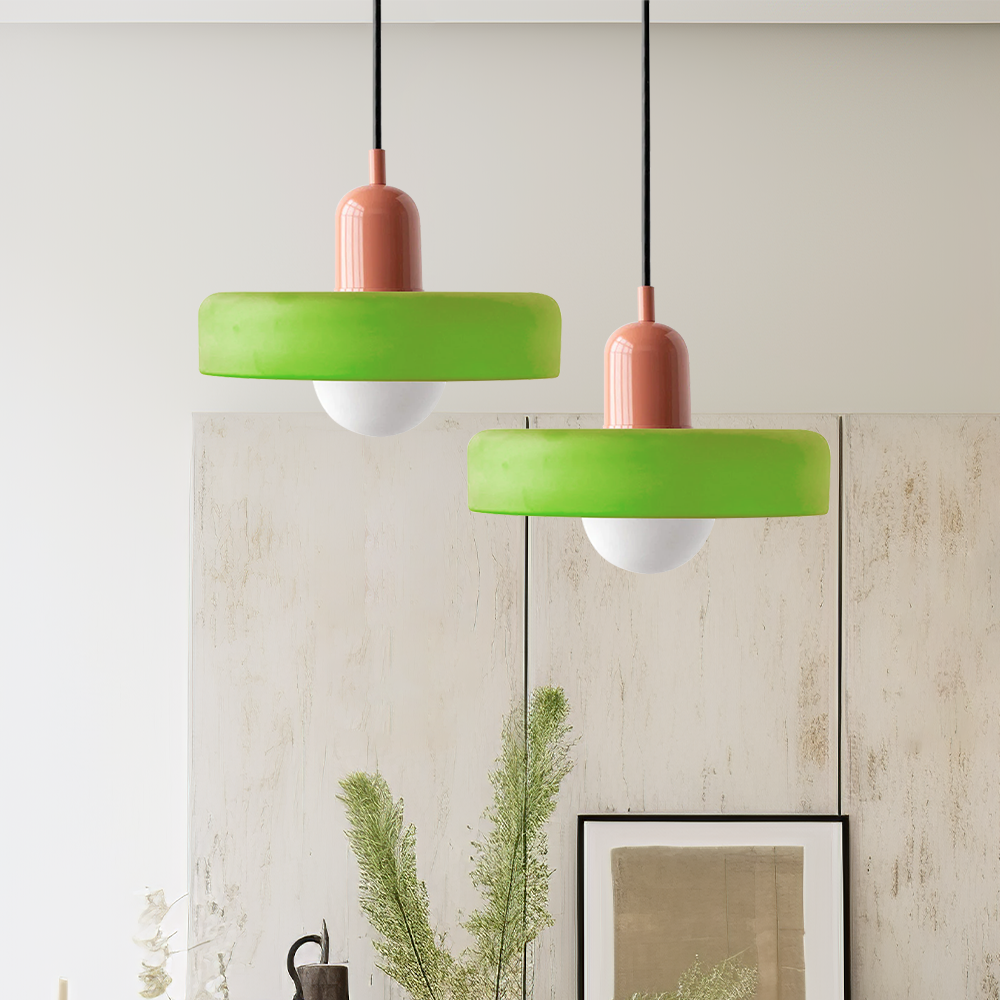 Bauhaus pendant lamp in colored glass