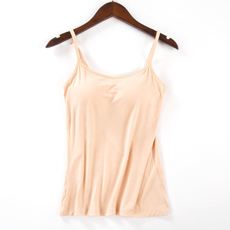 Débardeur femme en beige avec soutien-gorge intégré - Neutralité et raffinement d