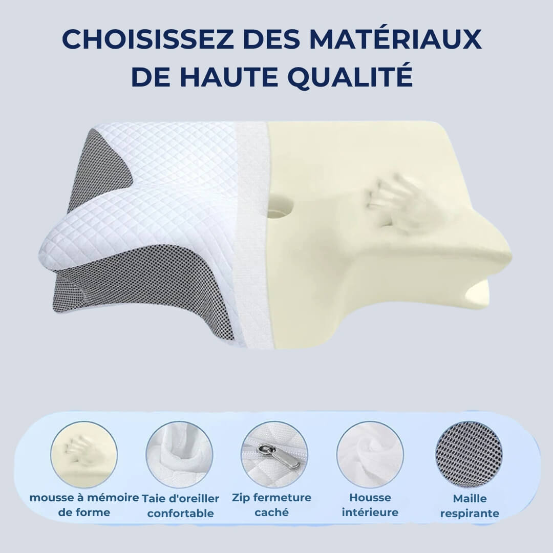Oreiller Ergonomique CerviComfort avec Housse Lavable pour une Hygiène Parfaite d