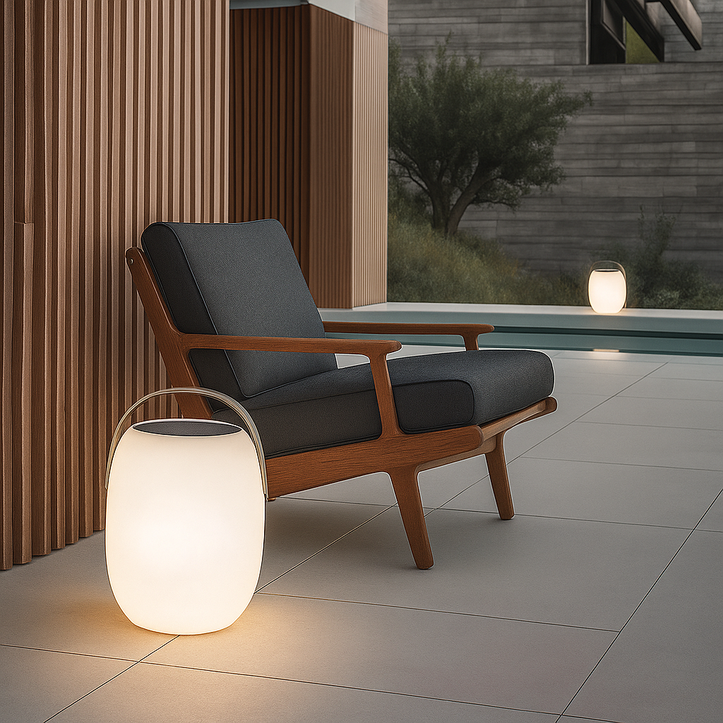 Portable solar lamp for terrace