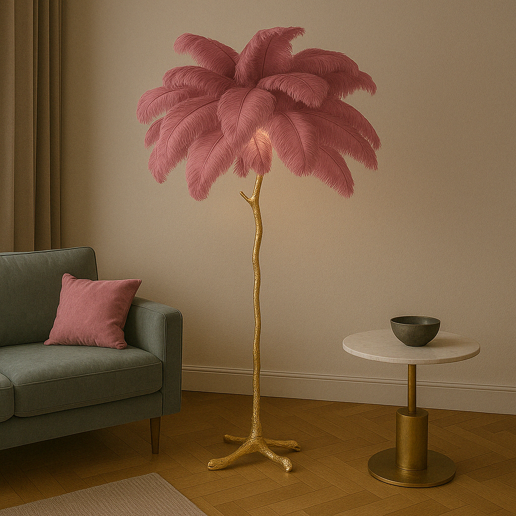 Feather floor lamp
