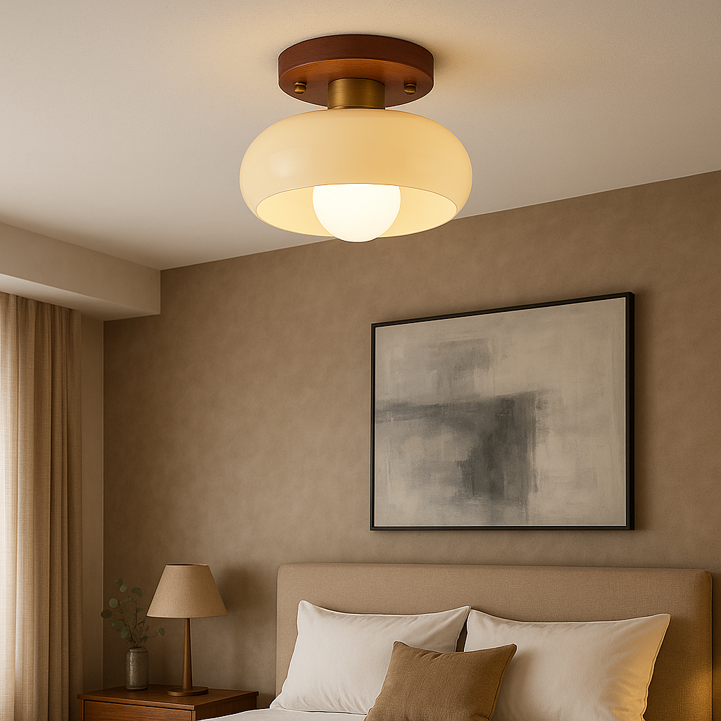 Cream wooden ceiling light