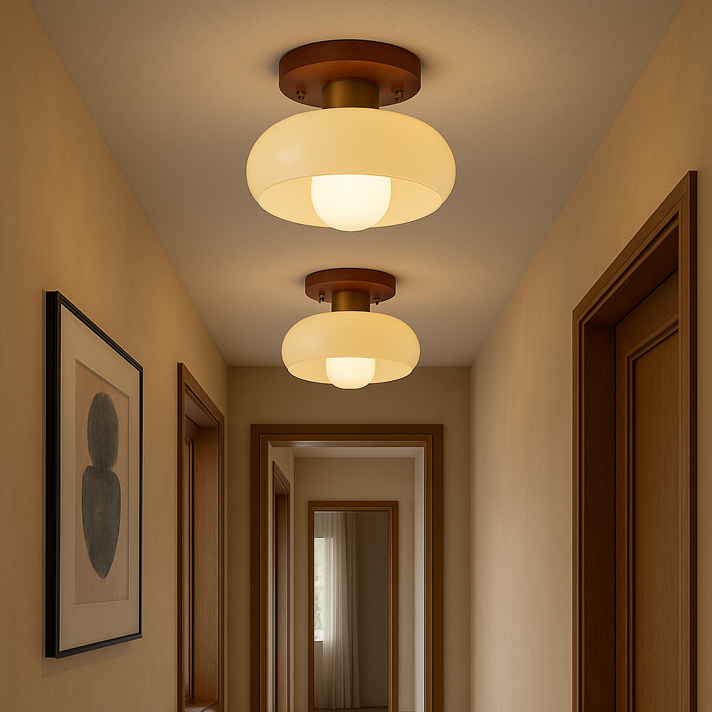 Cream wooden ceiling light