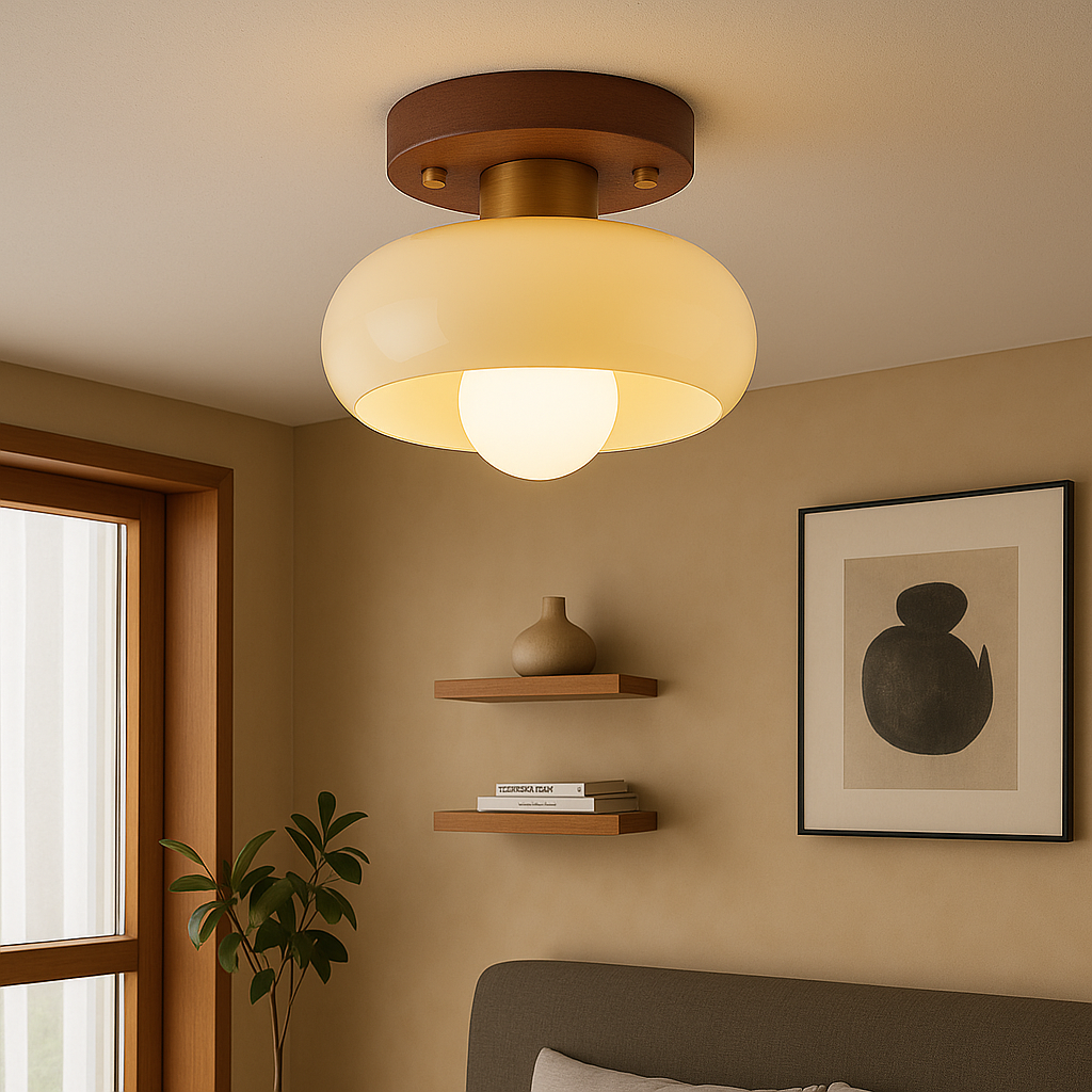Cream wooden ceiling light