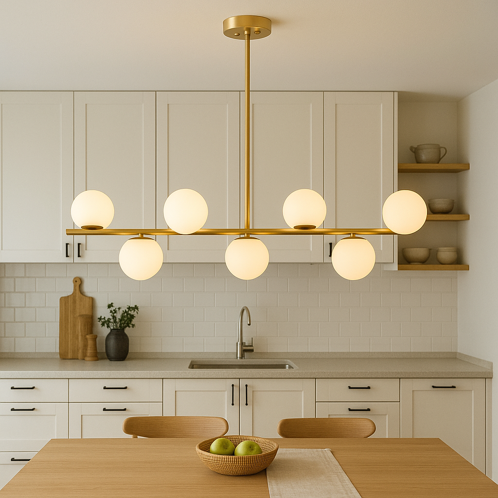 Golden kitchen table chandelier