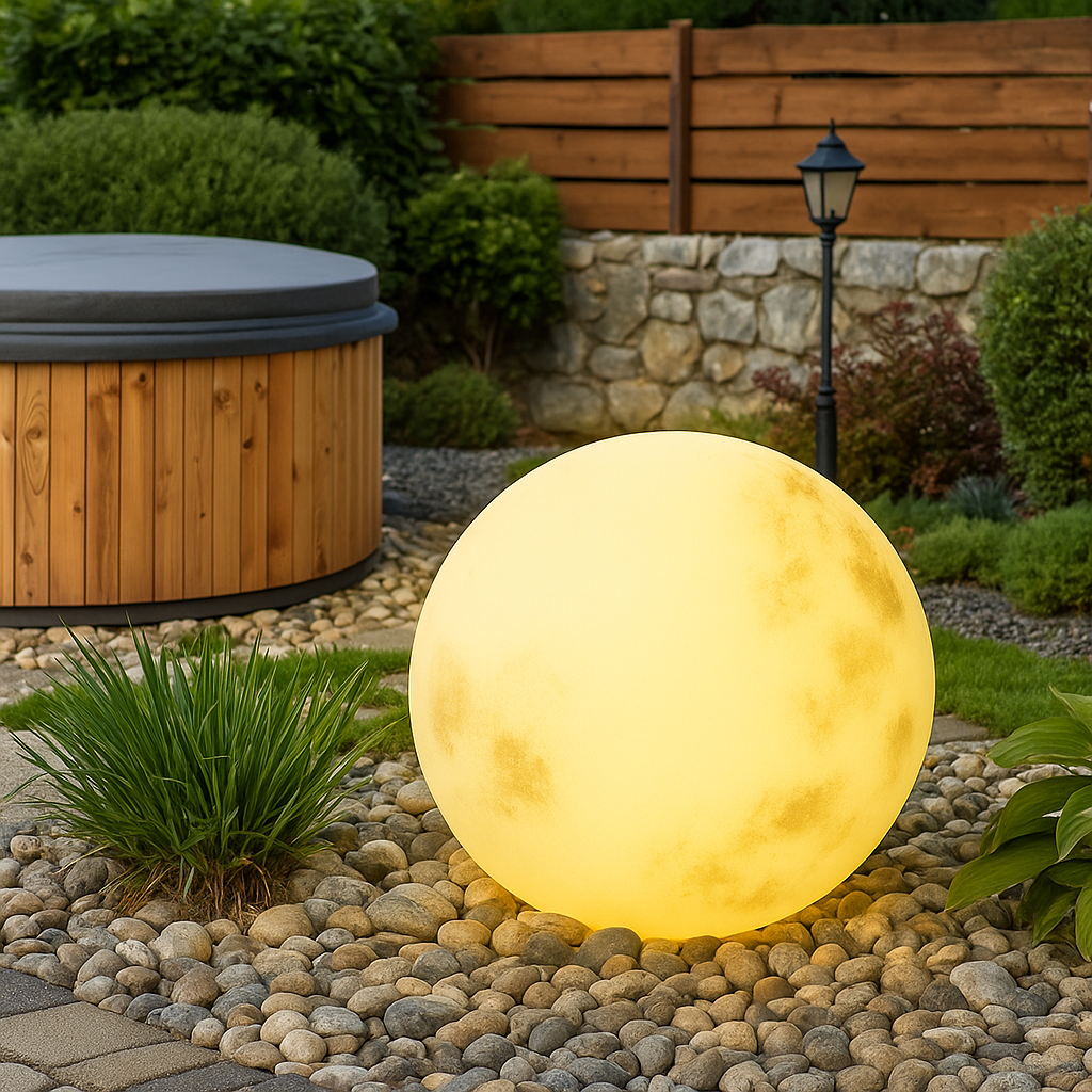 Solar-powered moon lamp for the garden