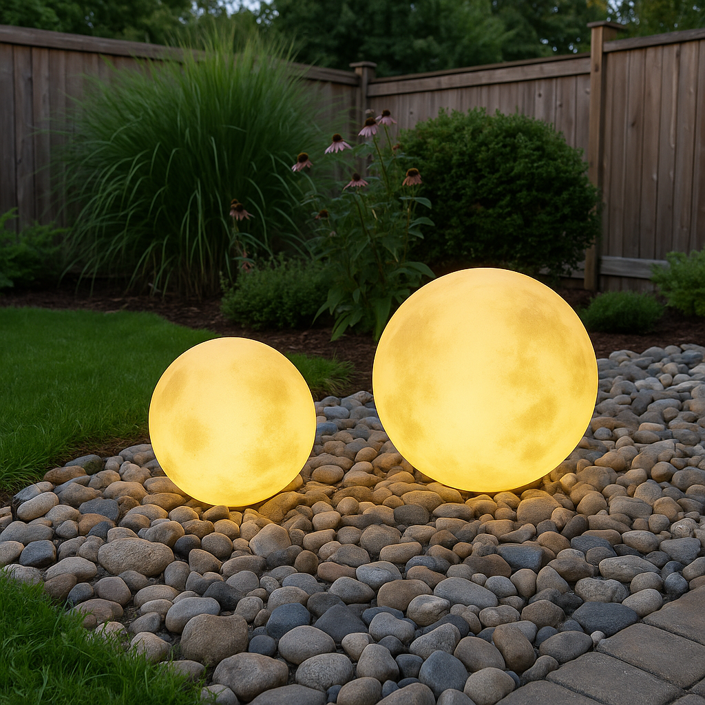 Solar-powered moon lamp for the garden