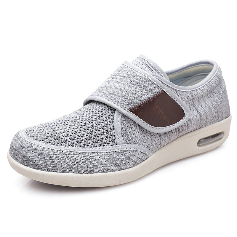 Chaussures Orthopédiques Diabétique Gris clair: Ajustement Velcro, Semelles Amovibles