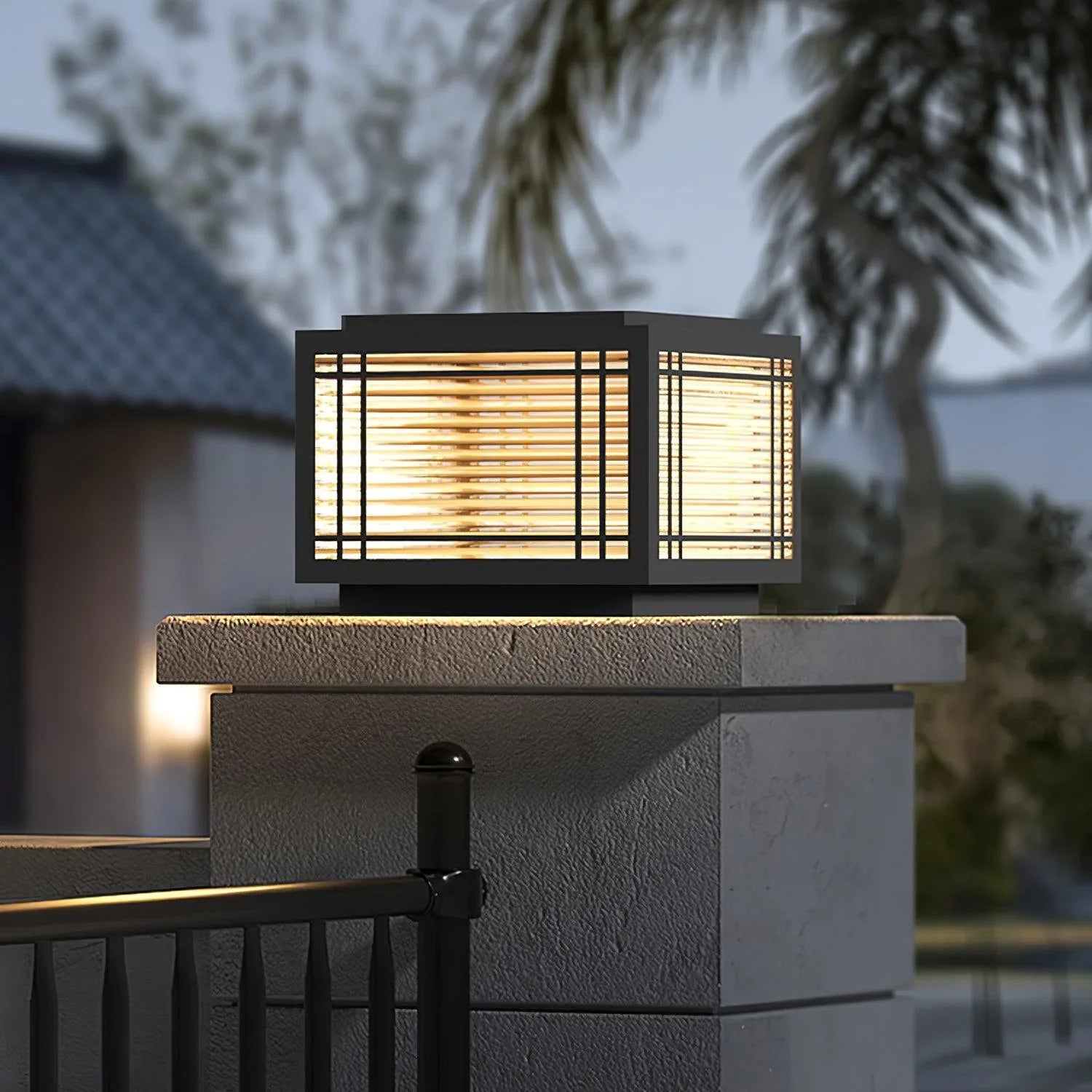 Solar lamp for outdoor post