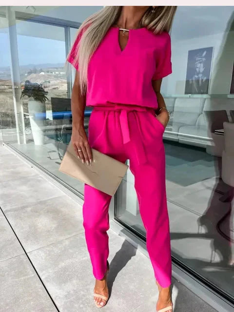 Combinaison Chic & Élégante en Polyester de Qualité - Rouge rosé, Confortable dog