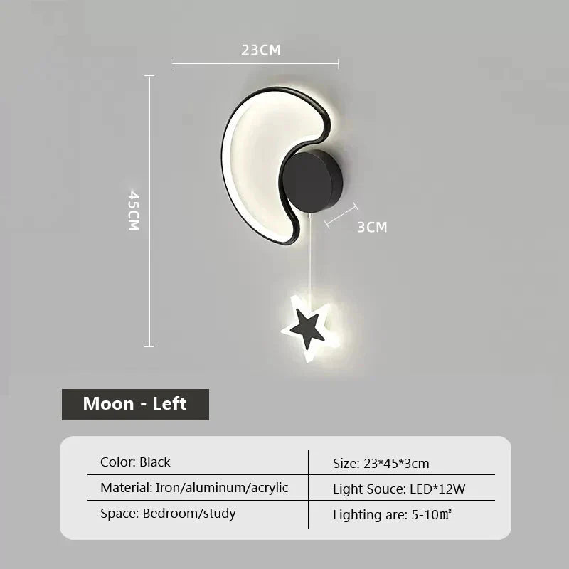 Lampe Murale Nuage Étoile Lune - Noir Gauche - Design Moderne travel bottle l
