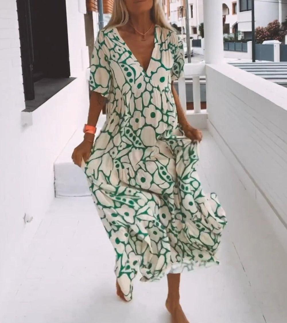 Robe Longue Élégante Bohème en Imprimé Vibrant et Matière Respirante travel b